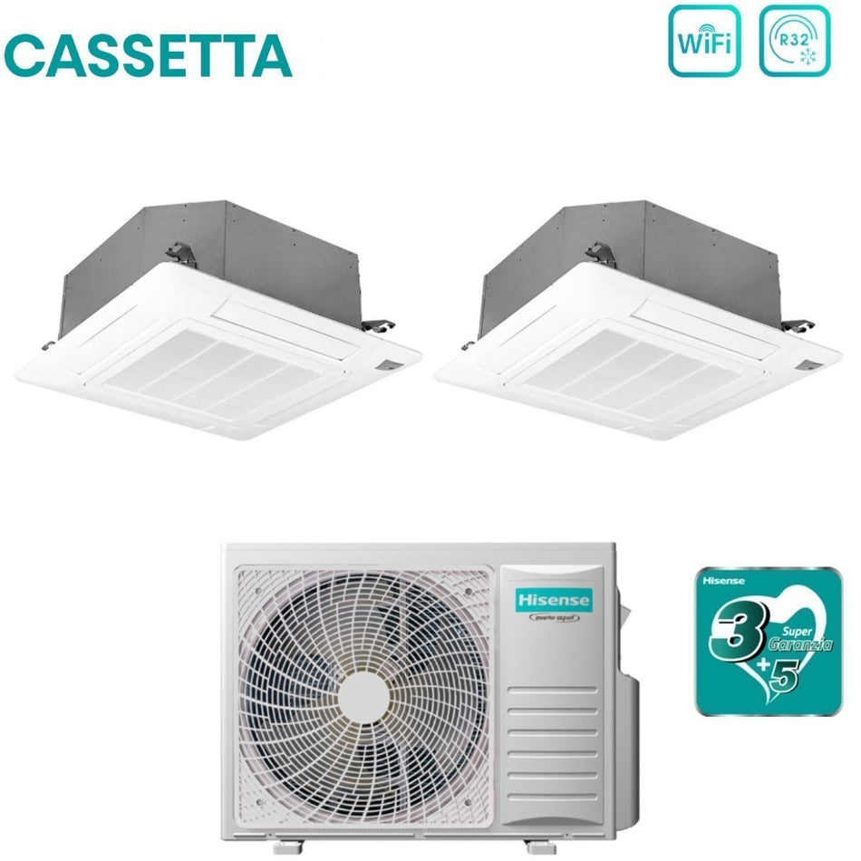 CLIMATIZZATORE  DUAL SPLIT CASSETTA  12+12 HISENSE DC INVERTER A++A+ GAS R-32 UNITA' ESTERNA 4AMW81U4RJC